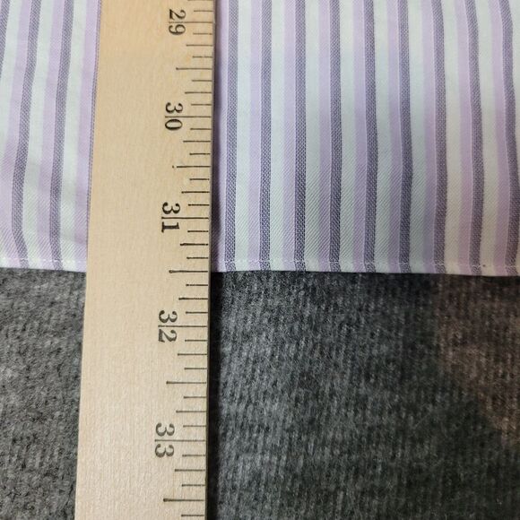 Brioni Men's Dress Formal Shirt Size L White And Purple Stripe French Cuff Grea - Picture 9 of 9